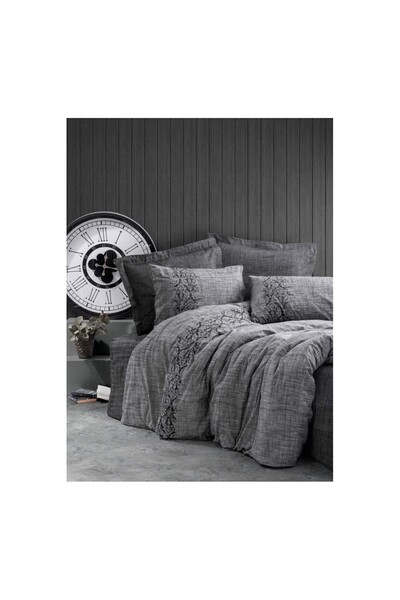 Cotton Box Plain Çift Kişilik Nevresim Takımı Sooty Gri