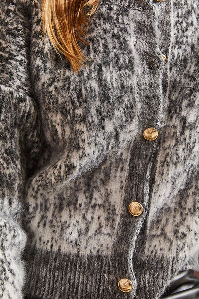 Bianco Lucci Women's Buttoned Ribbed Knitwear Cardigan
