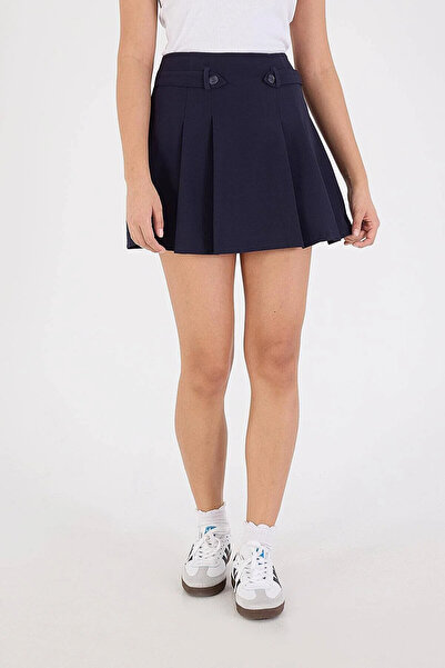 My Blog Női sötétkék gombos részletes miniszoknya