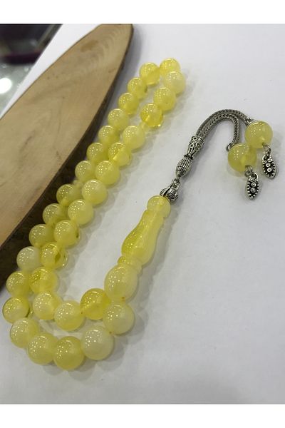 Sultan Telkari Globe Cut Moire Beirut Drop Powder Amber Prayer Beads