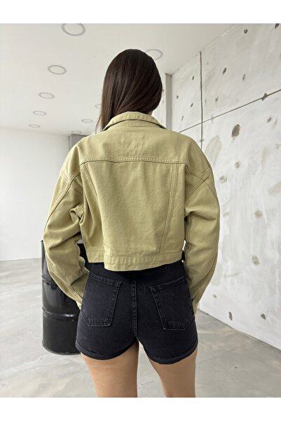 BİKELİFE Women's Pocket Detailed Oversize Crop Denim Jacket