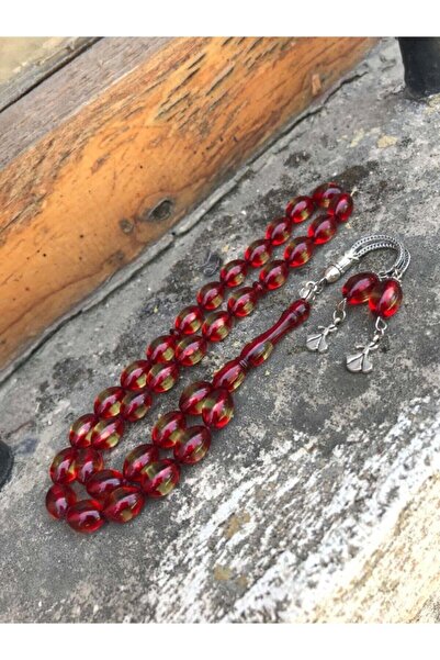 Sultan Telkari Kırmızı Sürmeli Model Toz Kehribar Tesbih