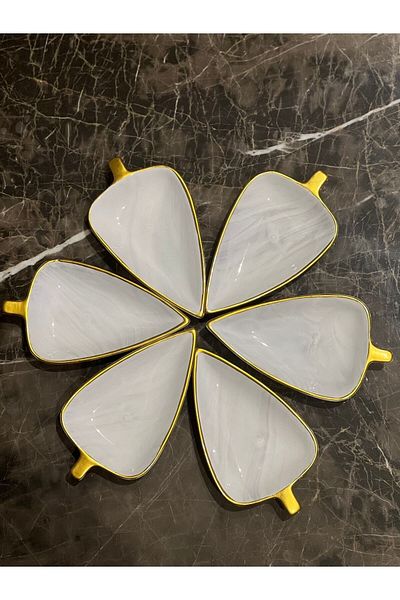 MeGgDecor 6 Pieces Gold Gilt Leaf Snack Bowl Sauce Bowl