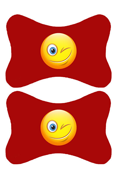 1araba1ev Set de 2 perne ortopedice roșii pentru gât auto, imprimate emoji, c...