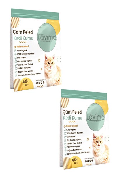 lavimo Kedi Kumu %100 Organik Çam Peleti 40lt X 2 80lt Eko Paket