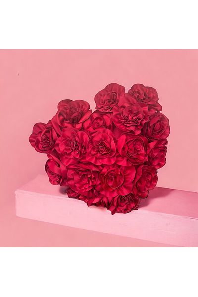 zühre balaban Heart Pillow with Rose Detail - Throw Pillow Decorative