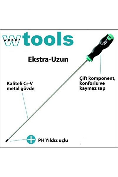 Ceta Weber Tools Extra Uzun Yıldız Uçlu Tornavida Ph1 X 400 MM