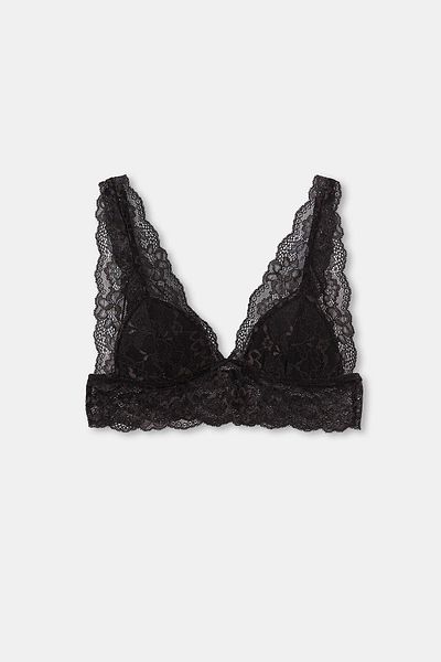Dagi Czarny, nieusztywniany, koronkowy biustonosz typu bralette bez fiszbin