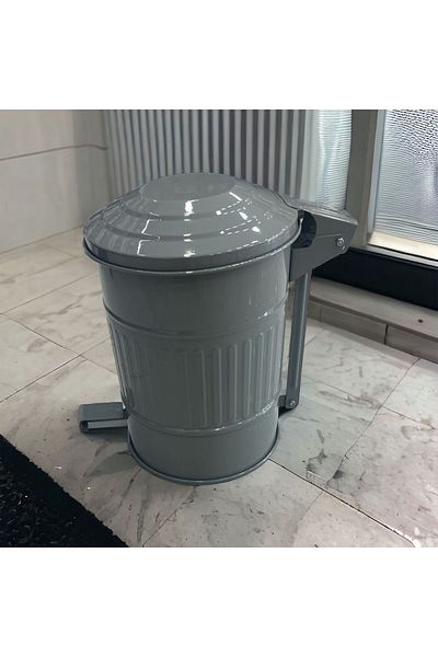 LUCKYHOMES Galvanized 8 Lt Pedal Ανοξείδωτος Κάδος Απορριμμάτων Γκρι 31X17