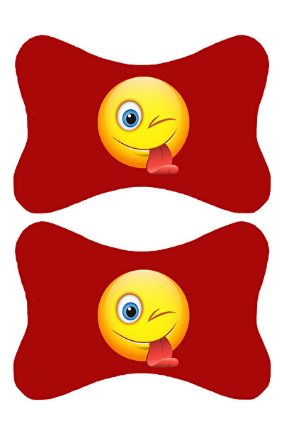 1araba1ev Set de 2 perne ortopedice roșii pentru gât auto, imprimate emoji, c...