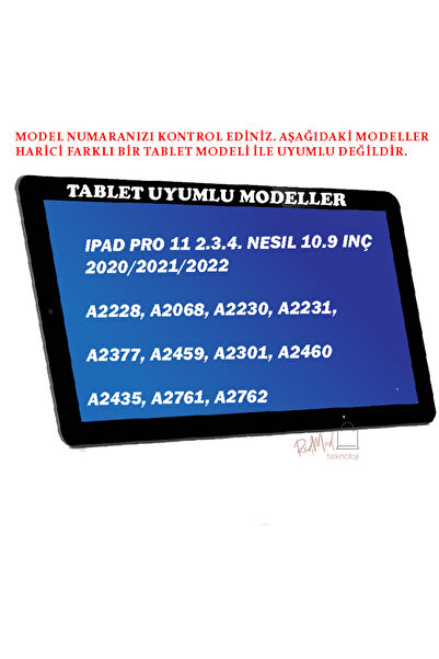 redmud teknoloji iPad Pro 11 /1.2.3.4. Generation A243 5a2759 A2761 A2762 Bluetooth Enabled Keyboard Case with Pen Compartment