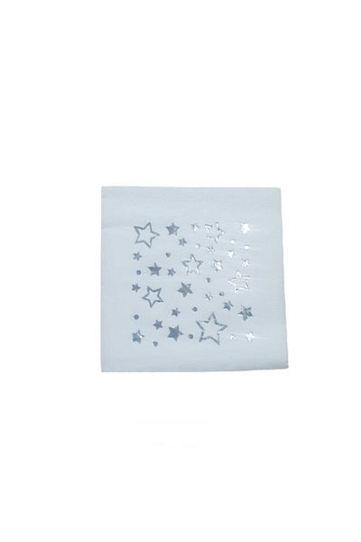 TATLI GÜNLER White Gilded Gold Leaf Star Patterned Presentation Napkin 16 Pieces Birthday Party Concept