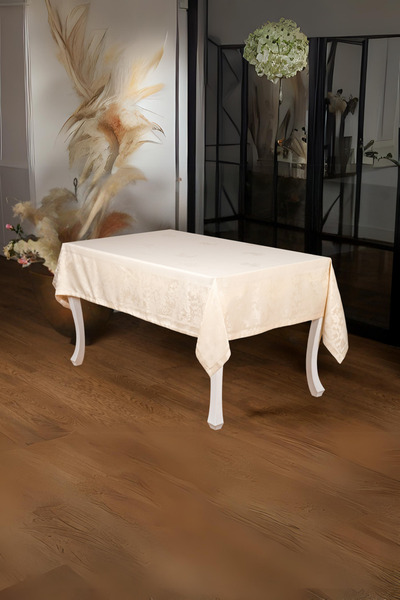 Finezza Raya Lüx Față de masă din țesătură din bambus jacquard bej dreptunghi...