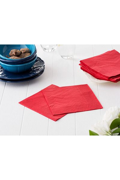 TATLI GÜNLER Plain Red Colored Presentation Napkin 16 Pieces Decorative Aesthetic Birthday Party Concept 33X33 Cm