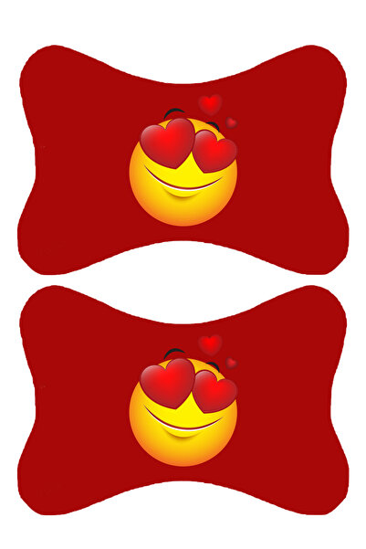 1araba1ev Set de 2 perne ortopedice roșii pentru gât auto, imprimate emoji, c...