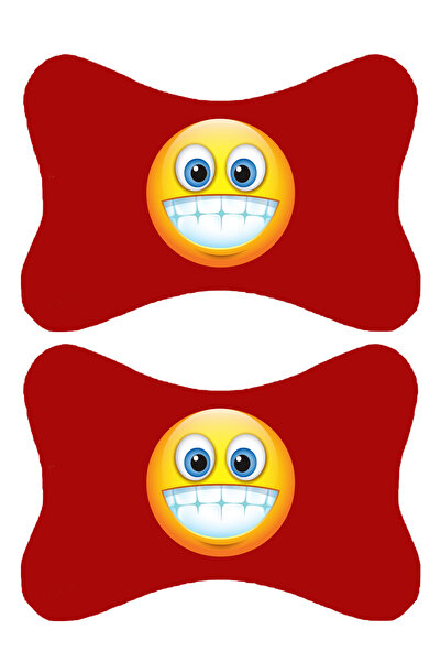 1araba1ev Set de 2 perne ortopedice roșii pentru gât auto, imprimate emoji, c...