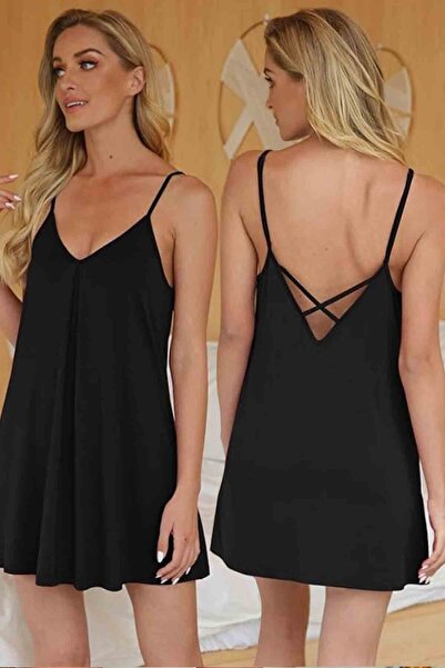 AŞAR MODA TEKSTİL Femei Gcelik Negru Spate Decoltat Basic Gcelik