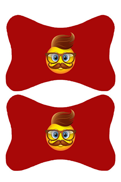 1araba1ev Set de 2 perne ortopedice roșii pentru gât auto, imprimate emoji, c...
