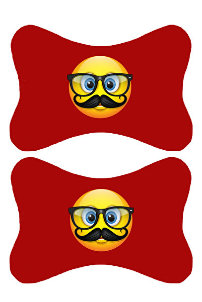 1araba1ev Set de 2 perne ortopedice roșii pentru gât auto imprimate Emoji com...