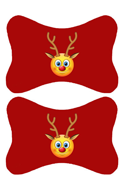 1araba1ev Set de 2 perne ortopedice roșii pentru gât auto, imprimate emoji, c...