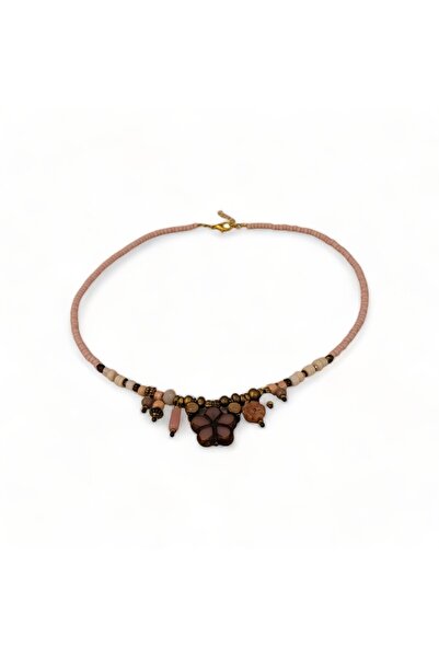 Hedea قلادة نسائية من الحجر الطبيعي وخرز ضوء القمر الوردي