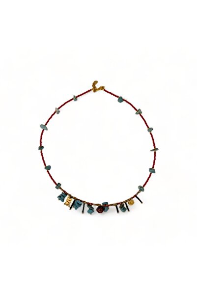 Hedea قلادة سحرية من الحجر الطبيعي الأحمر على شكل ضوء القمر