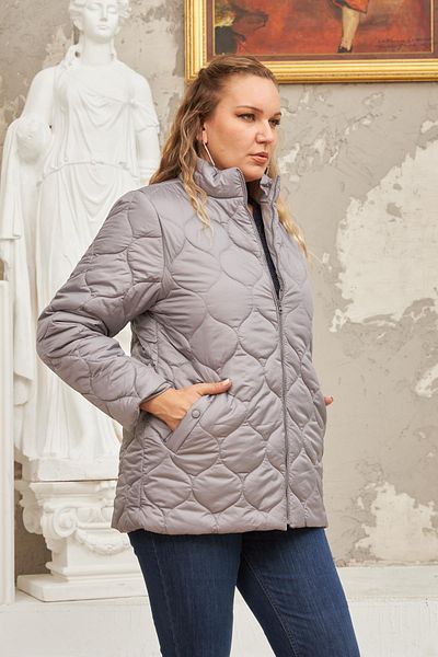 RMG Palton gris matlasat Plus Size