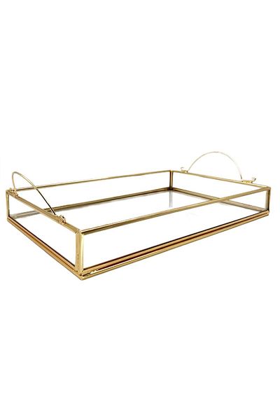 HELVACIOĞLU AKSESUAR Glass Tray with Handle 20*30 cm
