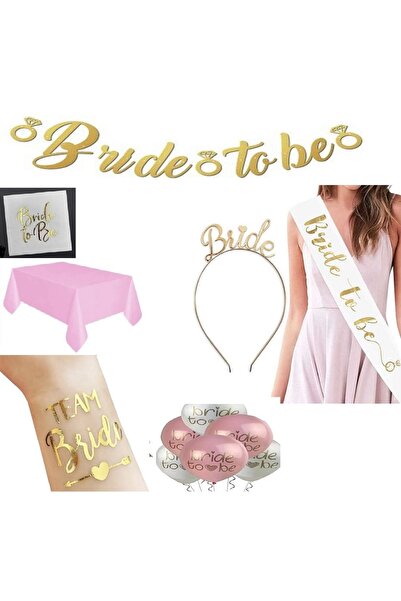 Dizayn Parti Evi Bride To Be Parti Seti Bride Taç Kuşak Dövme Masa Örtüsü Peç...
