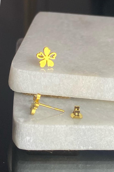 Jaida Moda Women's Gold Daisy Model Steel Stud Earrings