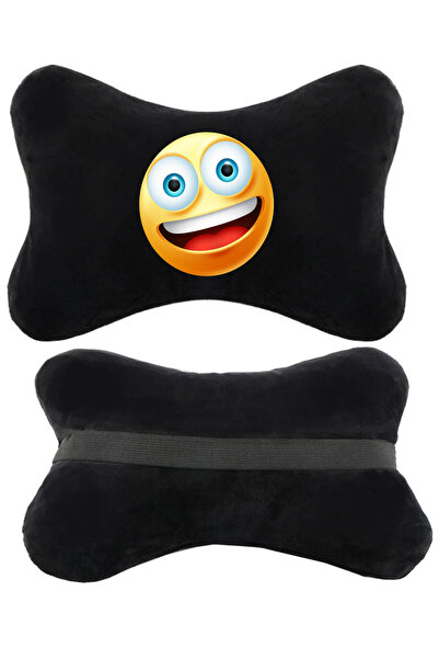 1araba1ev Set de 2 perne ortopedice negre pentru gât auto imprimate Emoji com...