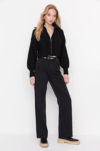 byhaziran butik Τζιν παντελόνι Dell Black Unfading Lycra Loose Jean Super ψηλ...