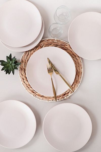 Keramika Matte Off-White Aegean Serving Plate 25 Cm 6 Pieces