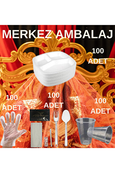 ELFUMER Üç Gözlü Köpük Tabldot Tabak 100 Adet