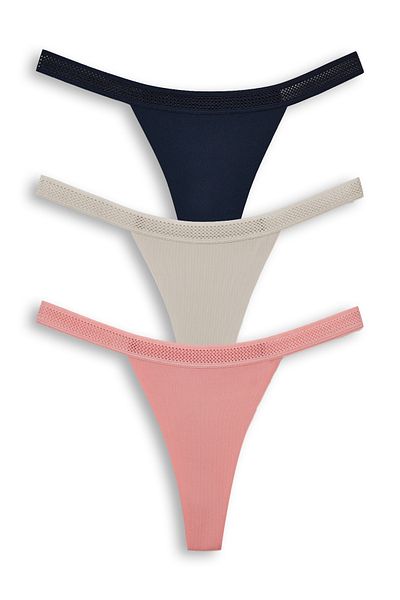 HNX 3-Piece Interlock Laser Cut Honeycomb Rubber Ghost Women's Thong Panties