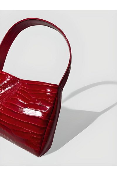 YMZBAG Geantă de umăr pentru femei din piele lăcuită de mărime medie crocodil roșu