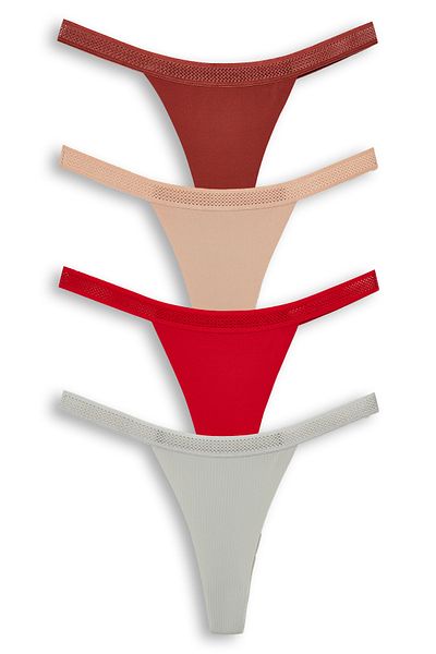 HNX Laser Cut Honeycomb Rubber Women's Thong Panties Set of 4