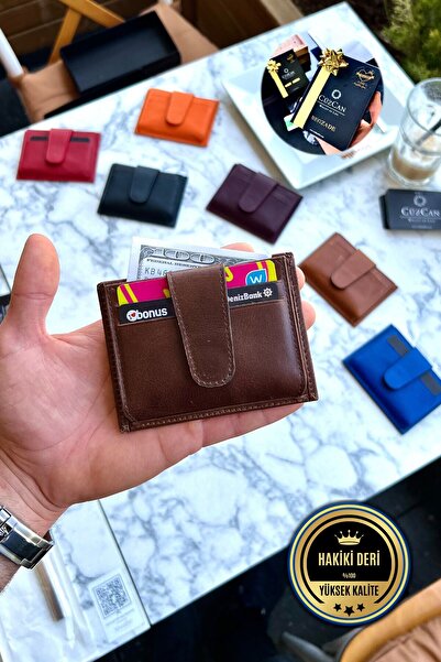 CüzCan Graine Antik Kahve Hakiki Deri Kartlık Cüzdan Unisex ( Erkek- Kadın)
