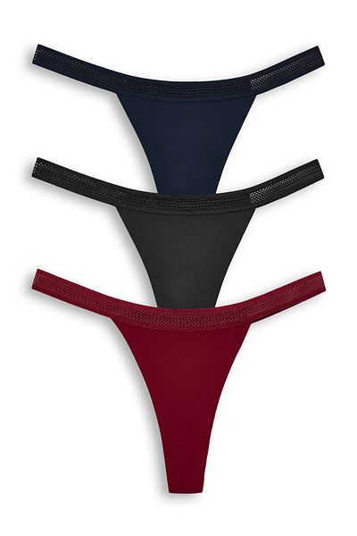 HNX 3-Piece Interlock Laser Cut Honeycomb Rubber Ghost Women's Thong Panties
