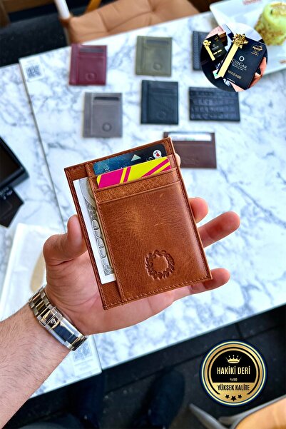 CüzCan Unisex Mia Taba Gerçek Hakiki Deri Ultra Ince Dokulu Kartlık