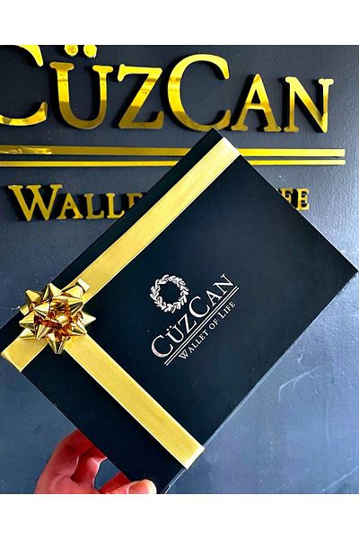 CüzCan Σετ πορτοφόλι και ζώνη από γνήσιο δέρμα με πολυτελή θήκη αποθήκευσης