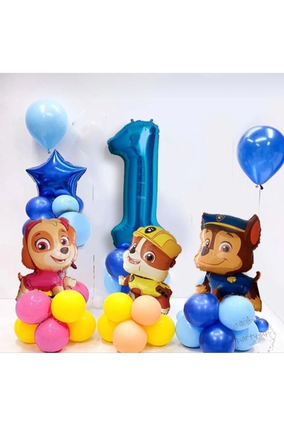 MFM مجموعة بالونات فويل باترول بعمر سنة واحدة 100 سم