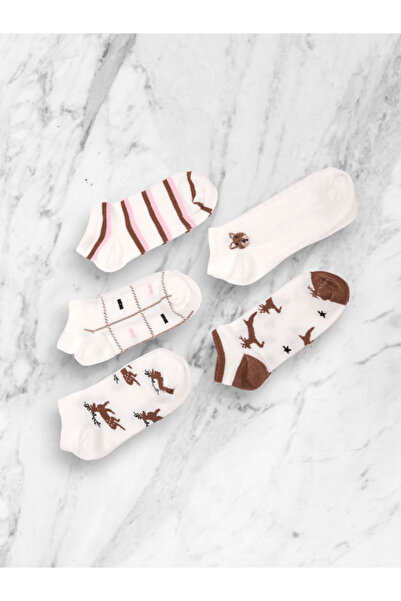 Black Arden Socks Geyik Yazlık Desenli Kadın Patik Çorap 5 Çift