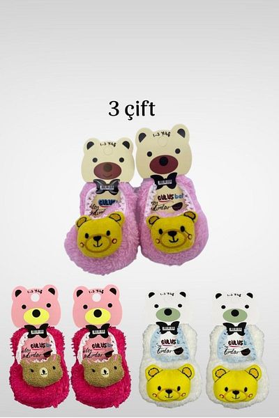 Akface plush indoor newborn baby booties with rattle toy