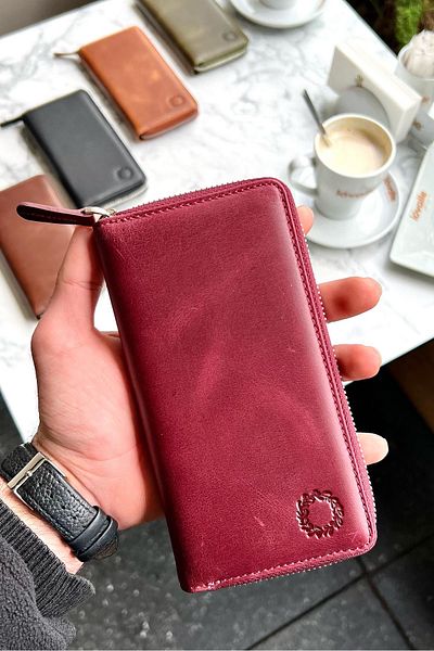 CüzCan Πορτοφόλι Leo Antique Claret Red Unisex από γνήσιο δέρμα με θήκη τηλεφώνου
