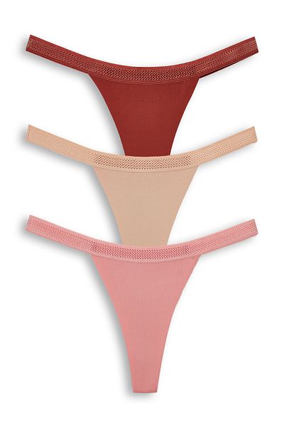 HNX 3-Piece Interlock Laser Cut Honeycomb Rubber Ghost Women's Thong Panties