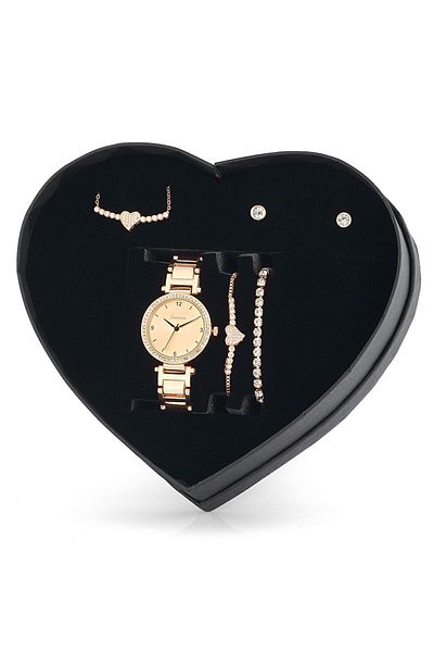 Forentina Rose Zircon Heart Necklace Earrings Bracelet Watch Gift Set - Ps 140000 En