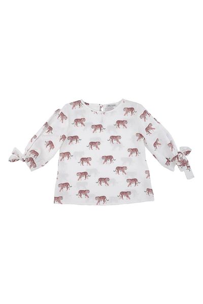 best kids Girl's Ecru-Powder Sleeve Slit Blouse