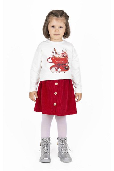 best kids Girl's Red Buttoned Velvet Skirt