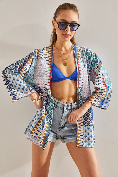 Bianco Lucci Damen-Kimono mit mehreren Mustern